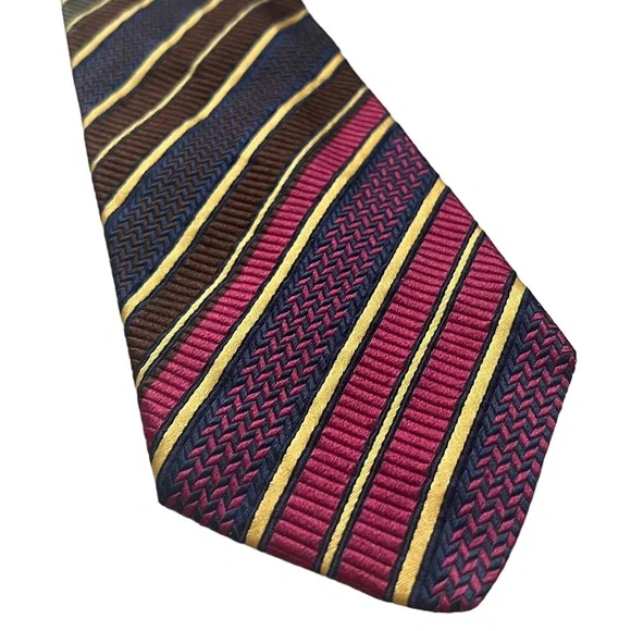 Versace Diagonal Stripe Silk Tie - Picture 2 of 7